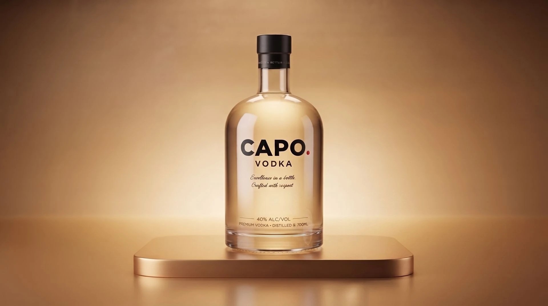 Capo Vodka premium fles voor Nederlandse en Spaanse markt