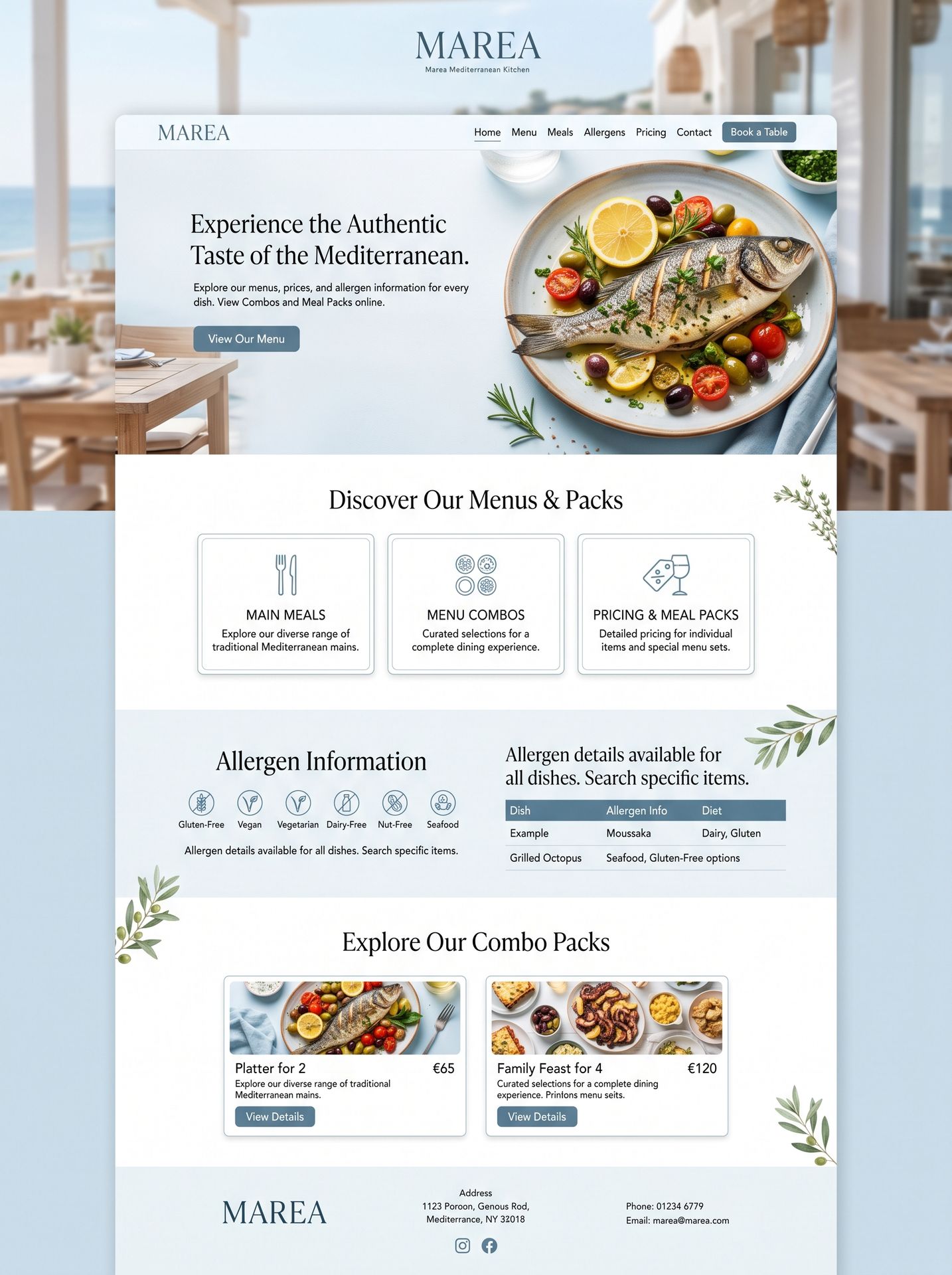 Product card and menu management in Odoo with prices, allergens, and menu categories.
