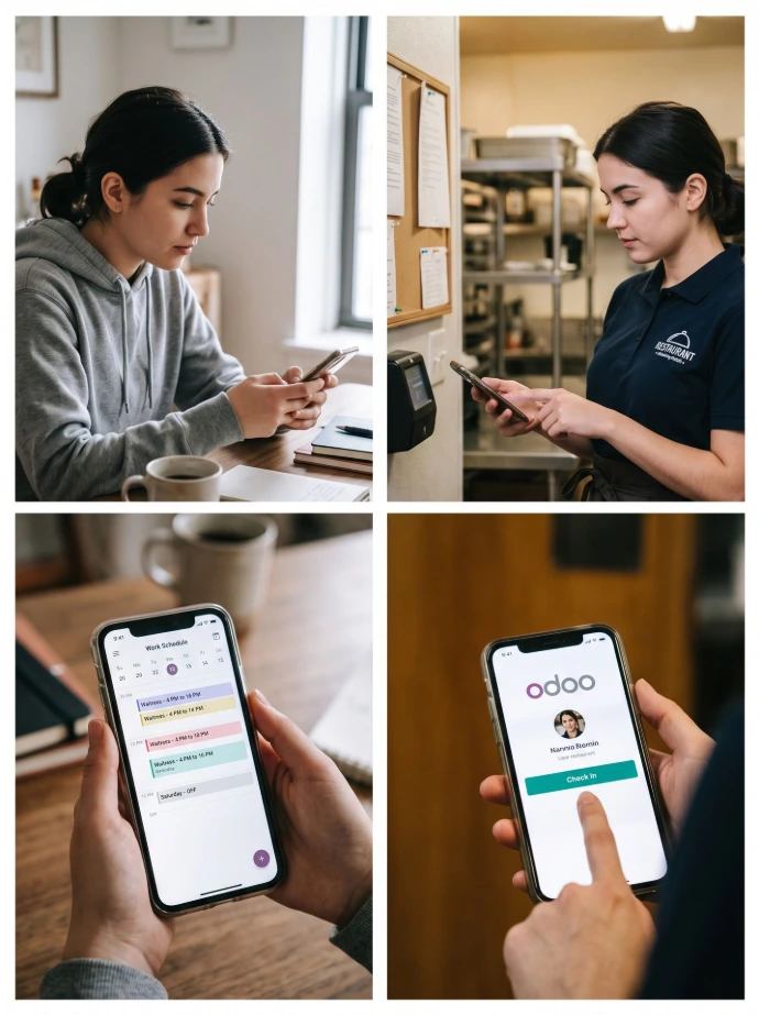 Weekly schedule and staff planning for hospitality employees in the Odoo Planning app.