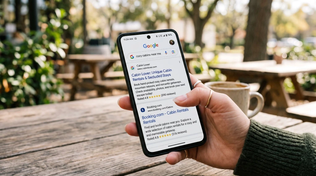 Digitale klantreis van B&B gast van Google zoekopdracht tot directe boeking