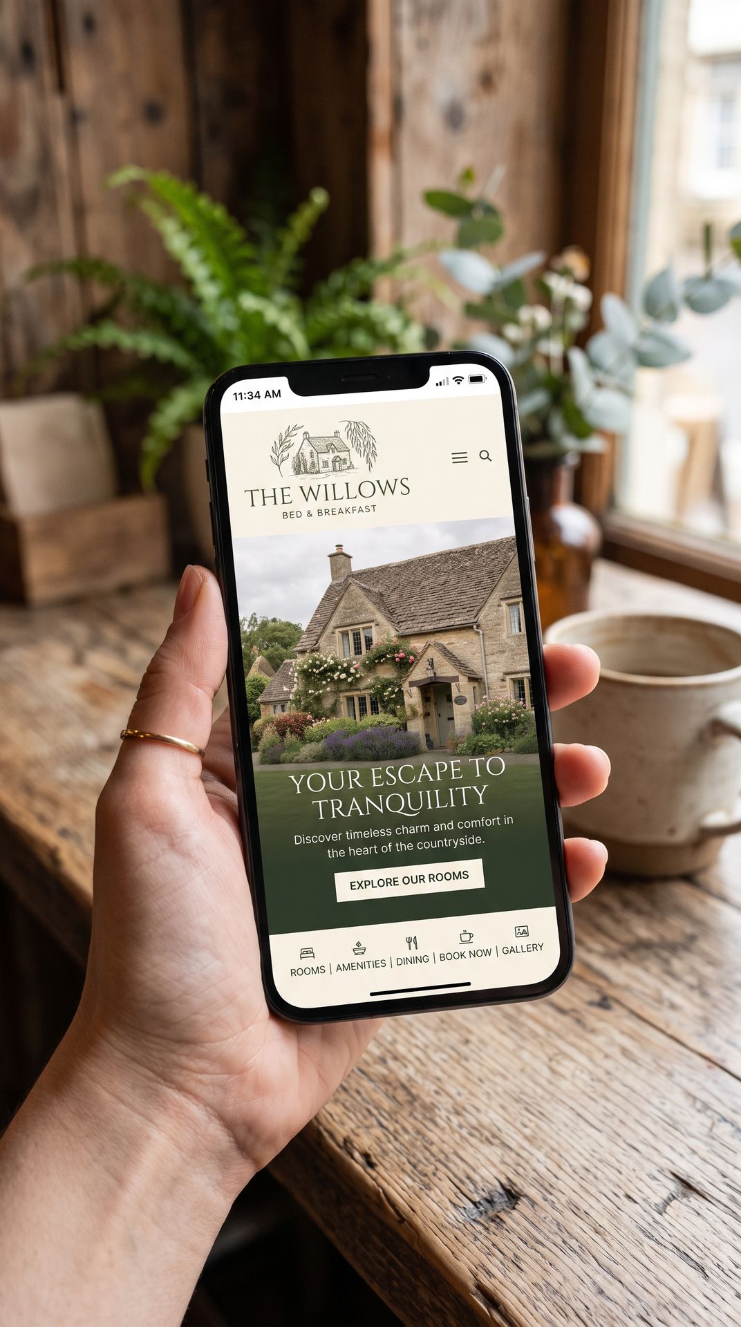 Mobiele B&B website geoptimaliseerd door Newconomie op een smartphone