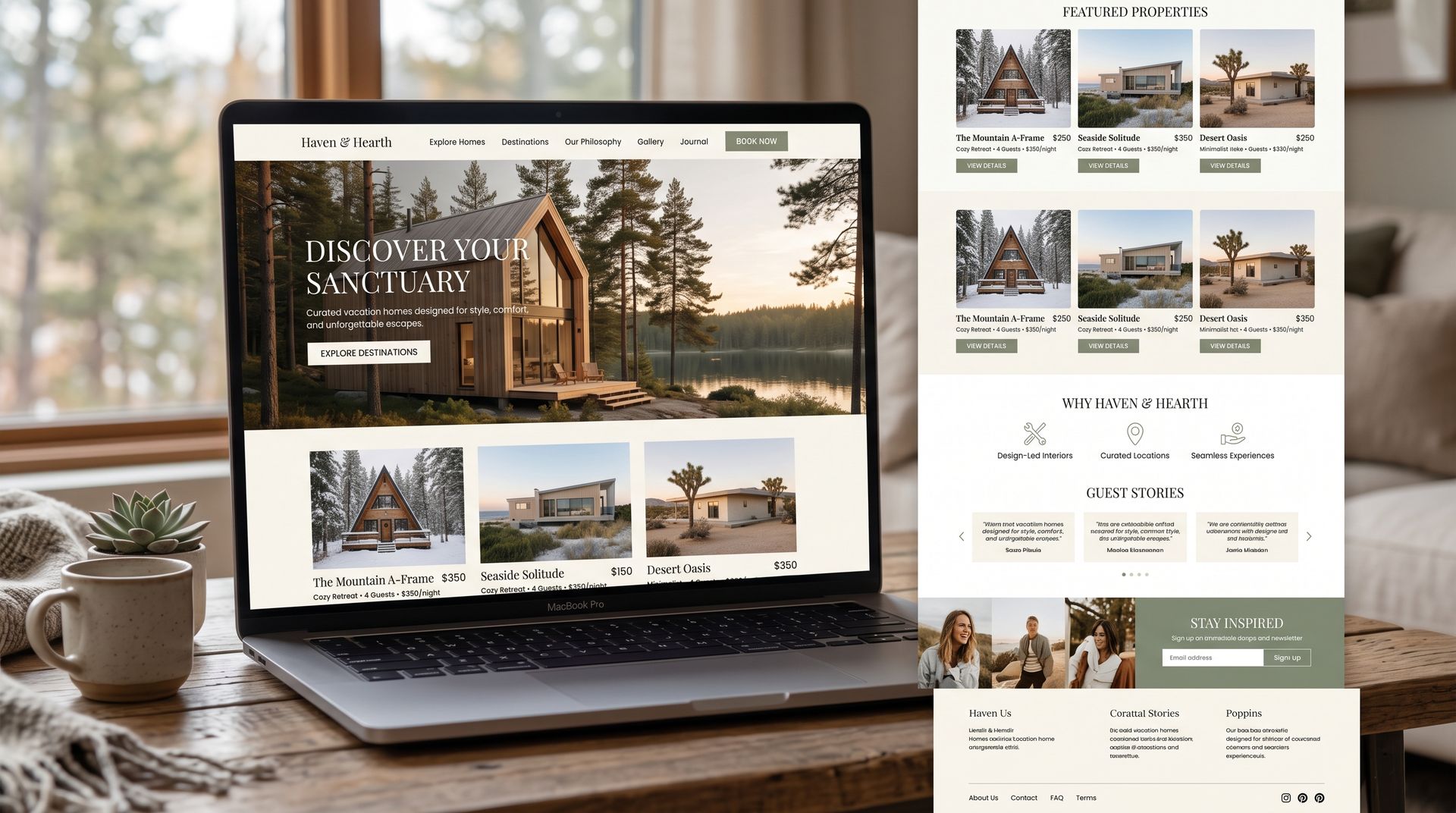 Vakantiewoning website op laptop geoptimaliseerd door Newconomie