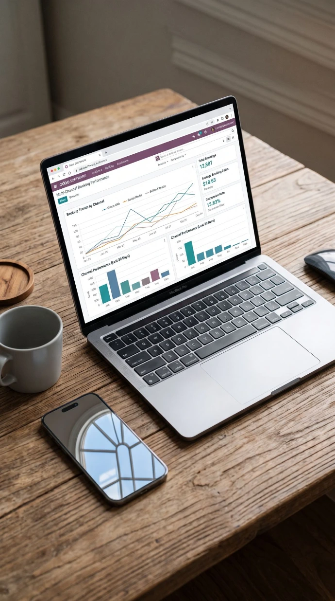 Odoo kanaalmix dashboard voor diversificatie van boekingen via Newconomie