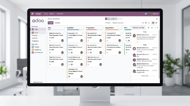 Odoo CRM verkoopkanban en pijplijnbeheer via Newconomie