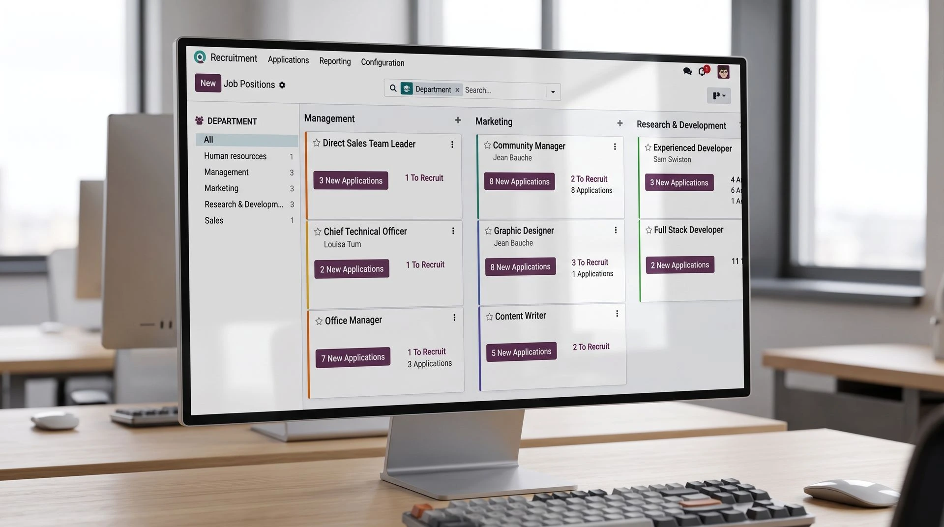 Odoo HR recruitment dashboard en vacaturebeheer via Newconomie